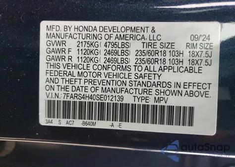 2025 Honda Cr-V Ex z USA, uszkodzony, nr VIN 7FARS4H40SE012139